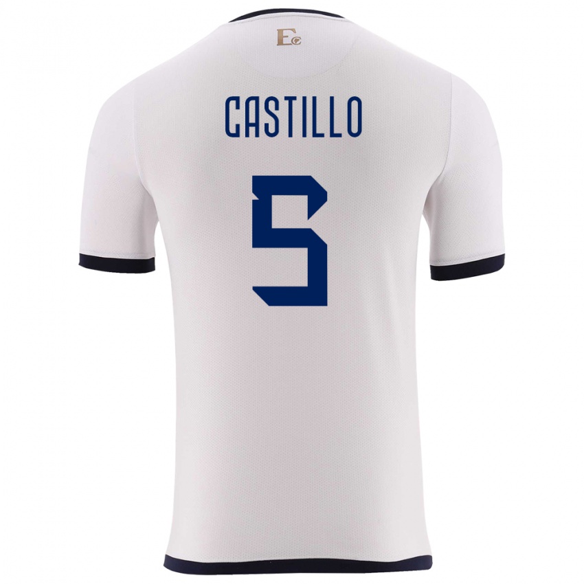 Uomo Maglia Ecuador Denil Castillo #5 Bianco Kit Gara Away 24-26 Maglietta