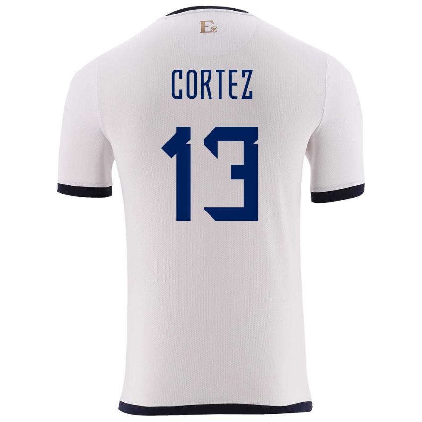 Uomo Maglia Ecuador Steven Cortez #13 Bianco Kit Gara Away 24-26 Maglietta
