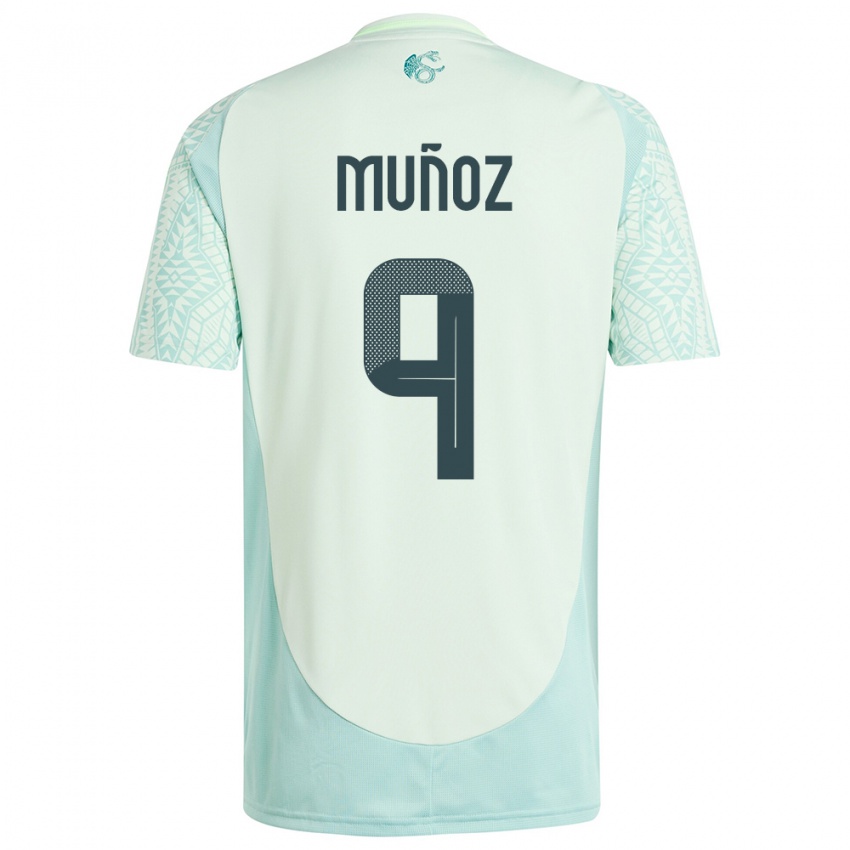 Uomo Maglia Messico Santiago Munoz #9 Lino Verde Kit Gara Away 24-26 Maglietta