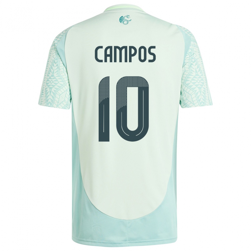 Uomo Maglia Messico Karel Campos #10 Lino Verde Kit Gara Away 24-26 Maglietta