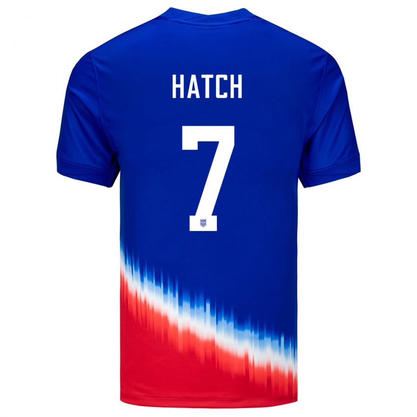 Uomo Maglia Stati Uniti Ashley Hatch #7 Blu Kit Gara Away 24-26 Maglietta