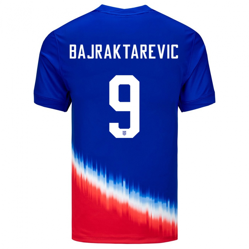 Uomo Maglia Stati Uniti Esmir Bajraktarevic #9 Blu Kit Gara Away 24-26 Maglietta