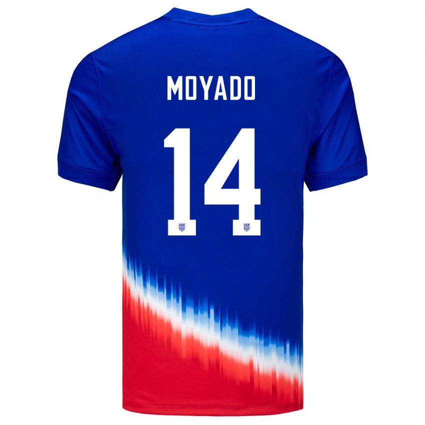 Uomo Maglia Stati Uniti Bryan Moyado #14 Blu Kit Gara Away 24-26 Maglietta