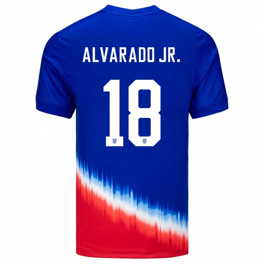 Uomo Maglia Stati Uniti Alejandro Alvarado Jr #18 Blu Kit Gara Away 24-26 Maglietta