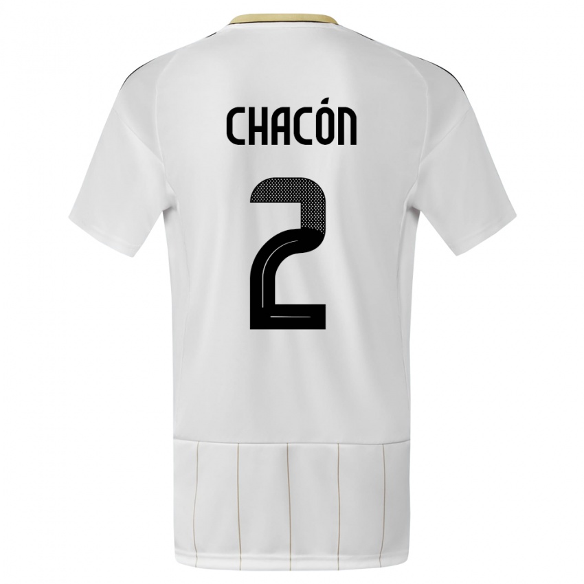 Uomo Maglia Costa Rica Daniel Chacon #2 Bianco Kit Gara Away 24-26 Maglietta