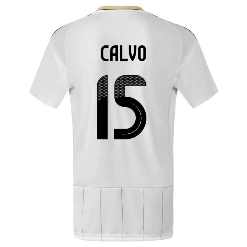 Uomo Maglia Costa Rica Francisco Calvo #15 Bianco Kit Gara Away 24-26 Maglietta
