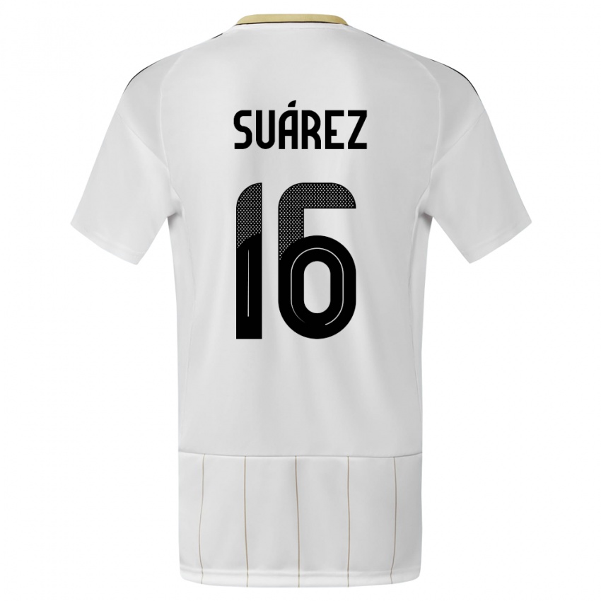 Uomo Maglia Costa Rica Aaron Suarez #16 Bianco Kit Gara Away 24-26 Maglietta