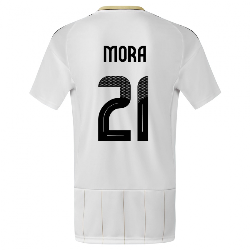 Uomo Maglia Costa Rica Carlos Mora #21 Bianco Kit Gara Away 24-26 Maglietta