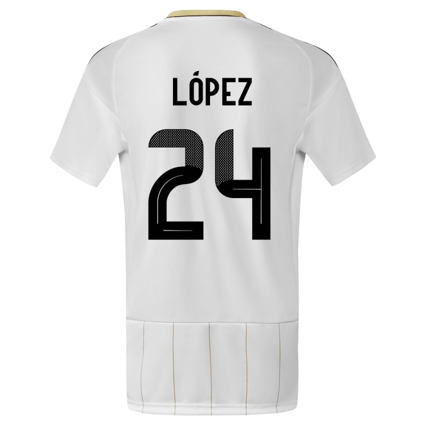 Uomo Maglia Costa Rica Douglas Lopez #24 Bianco Kit Gara Away 24-26 Maglietta