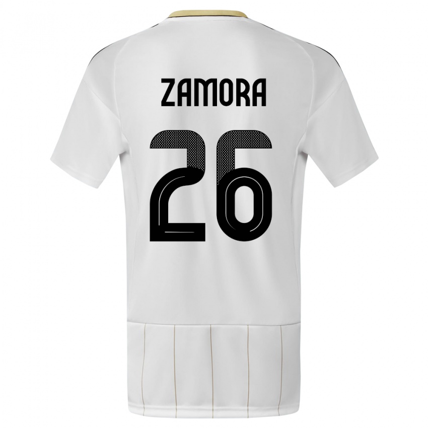 Uomo Maglia Costa Rica Alvaro Zamora #26 Bianco Kit Gara Away 24-26 Maglietta