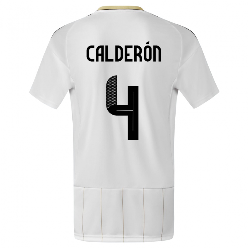 Uomo Maglia Costa Rica Brandon Calderon #4 Bianco Kit Gara Away 24-26 Maglietta