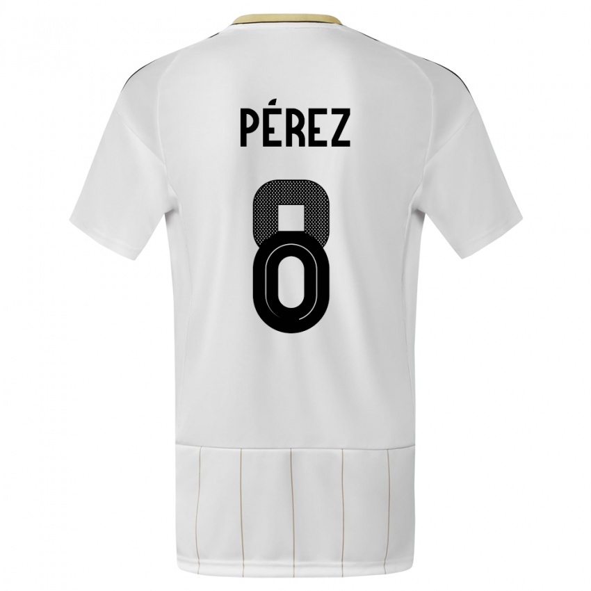 Uomo Maglia Costa Rica Creichel Perez #8 Bianco Kit Gara Away 24-26 Maglietta