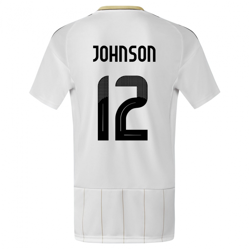 Uomo Maglia Costa Rica Shawn Johnson #12 Bianco Kit Gara Away 24-26 Maglietta