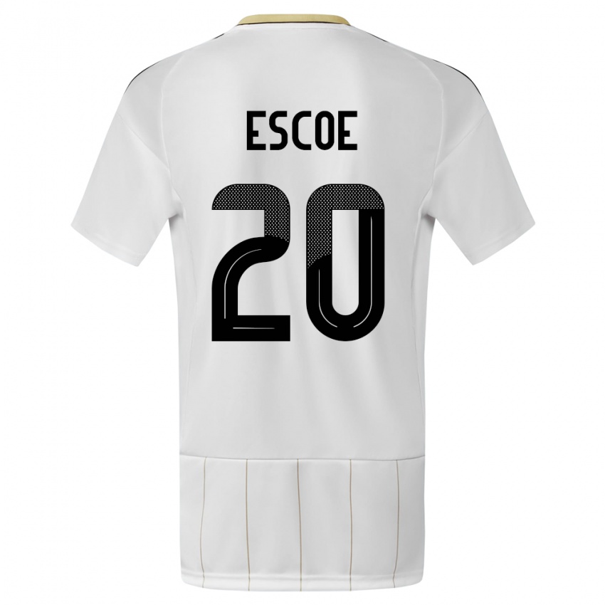 Uomo Maglia Costa Rica Enyel Escoe #20 Bianco Kit Gara Away 24-26 Maglietta