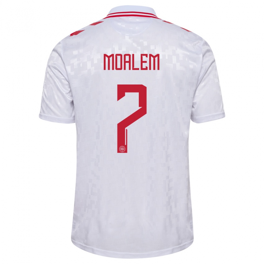 Uomo Maglia Danimarca Jonathan Moalem #7 Bianco Kit Gara Away 24-26 Maglietta