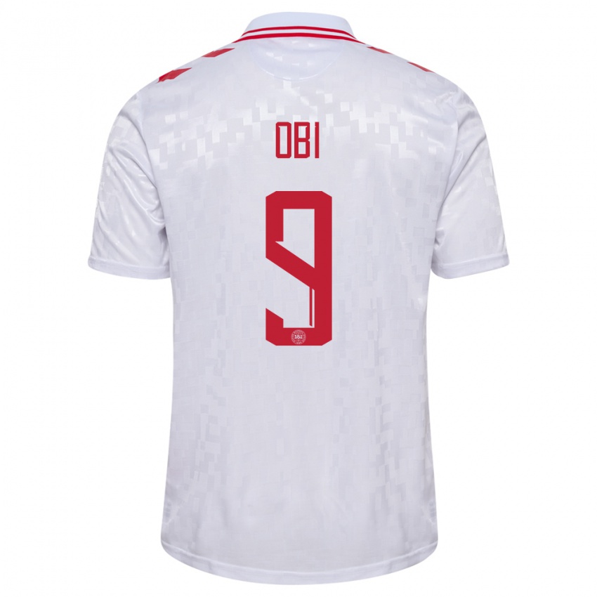 Uomo Maglia Danimarca Chido Obi #9 Bianco Kit Gara Away 24-26 Maglietta