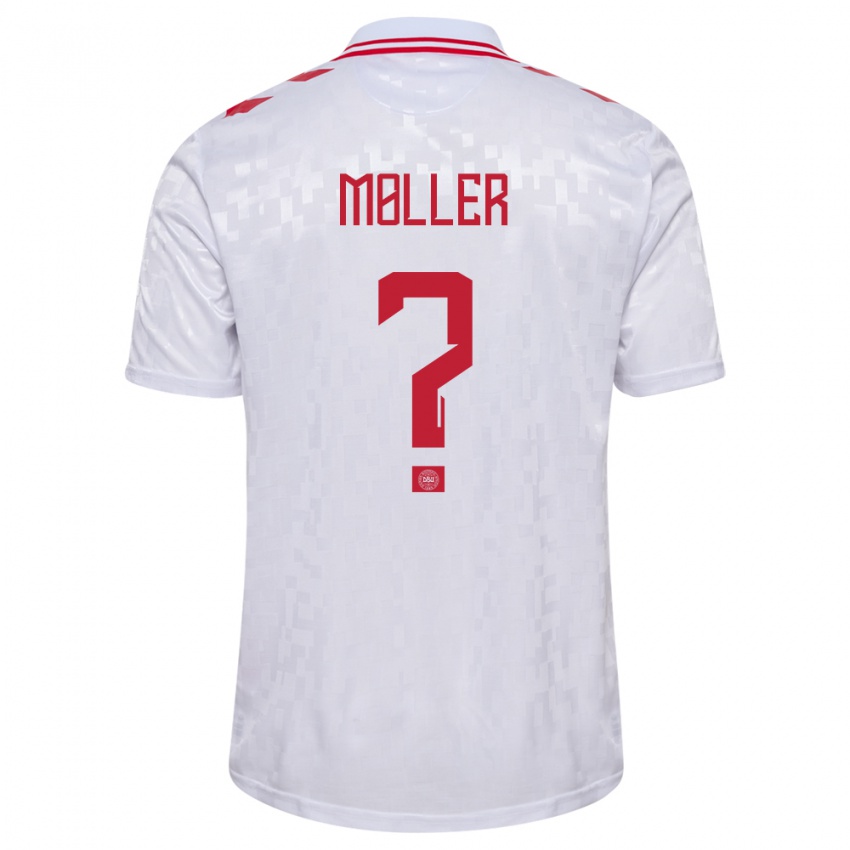 Uomo Maglia Danimarca William Møller #0 Bianco Kit Gara Away 24-26 Maglietta
