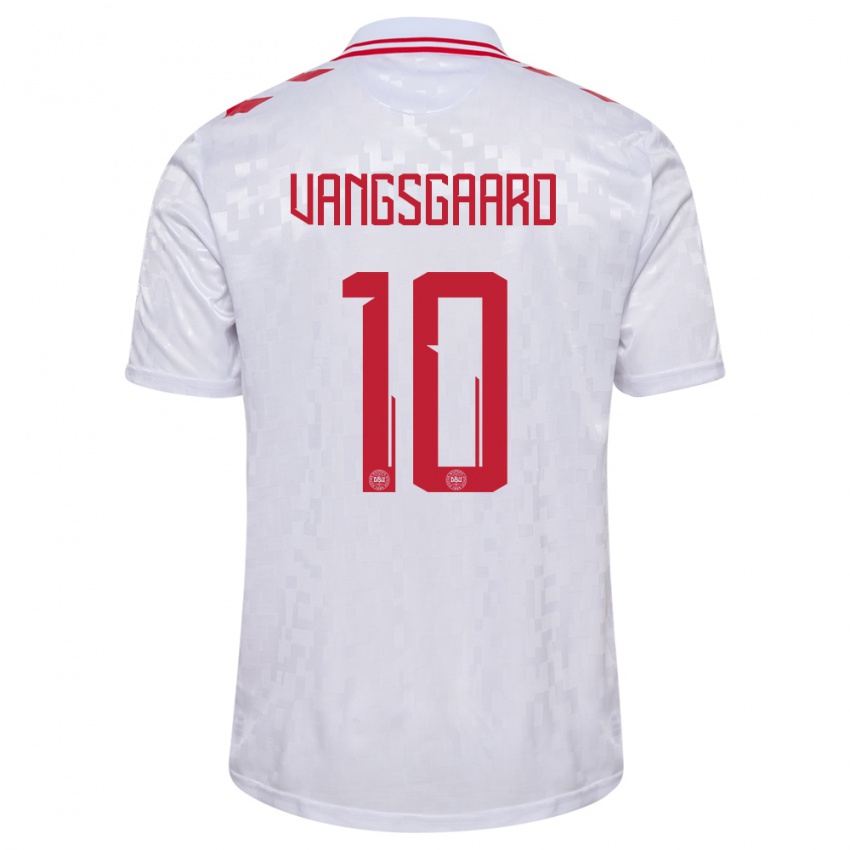 Uomo Maglia Danimarca Amalie Vangsgaard #10 Bianco Kit Gara Away 24-26 Maglietta