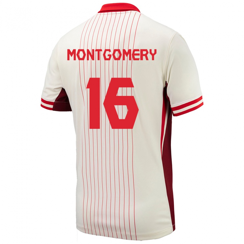 Uomo Maglia Canada Callum Montgomery #16 Bianco Kit Gara Away 24-26 Maglietta