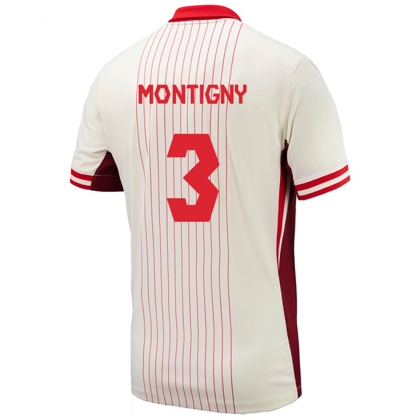 Uomo Maglia Canada Gaël De Montigny #3 Bianco Kit Gara Away 24-26 Maglietta