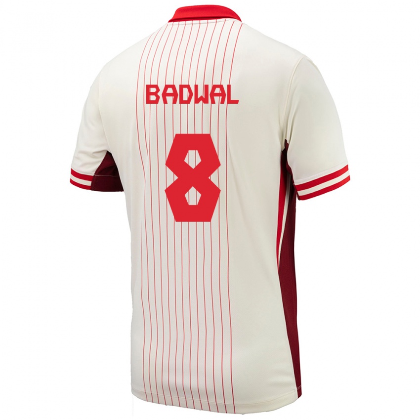 Uomo Maglia Canada Jeevan Badwal #8 Bianco Kit Gara Away 24-26 Maglietta