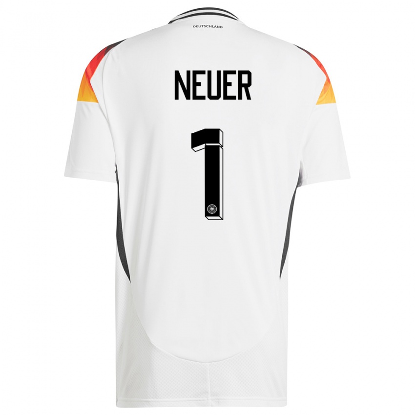 Donna Maglia Germania Manuel Neuer #1 Bianco Kit Gara Home 24-26 Maglietta