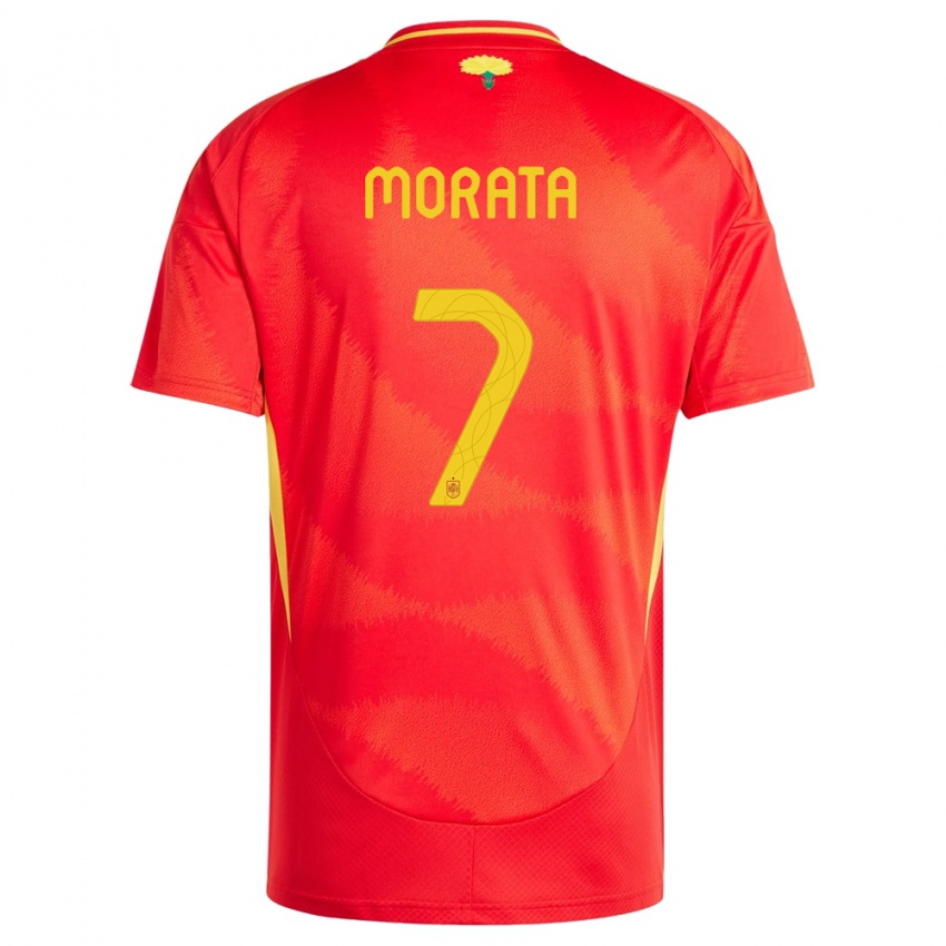 Donna Maglia Spagna Alvaro Morata #7 Rosso Kit Gara Home 24-26 Maglietta