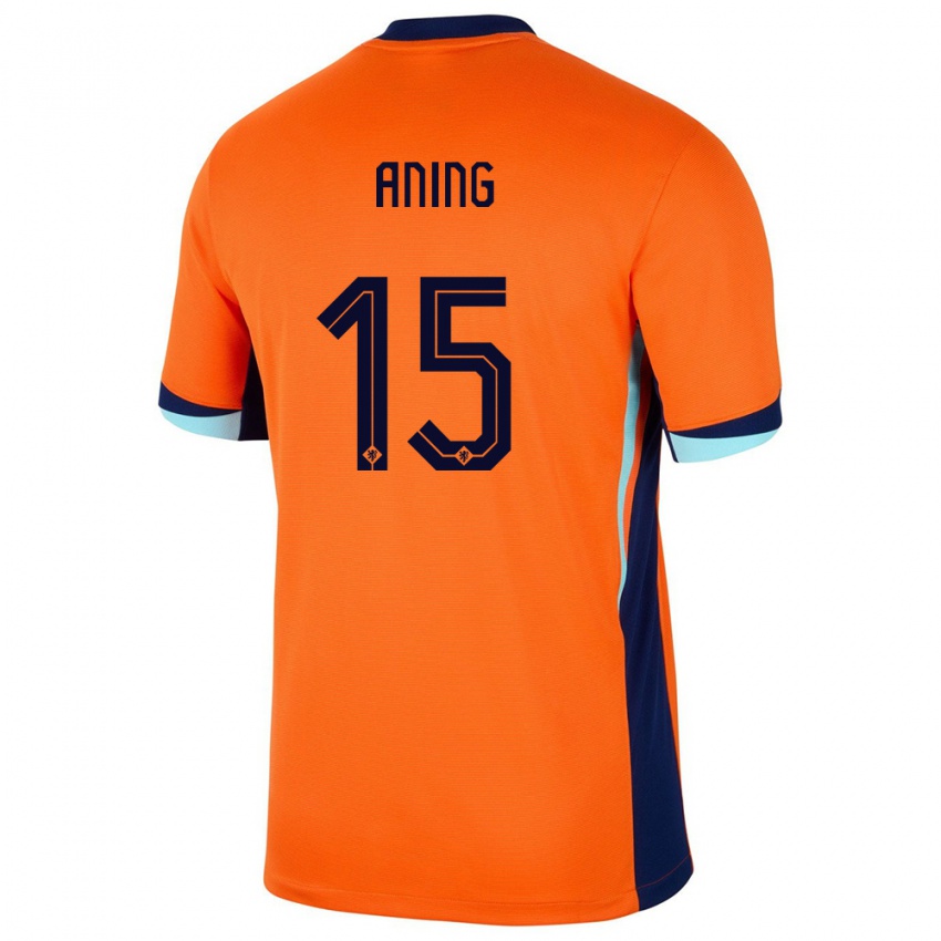 Donna Maglia Paesi Bassi Prince Aning #15 Arancia Kit Gara Home 24-26 Maglietta
