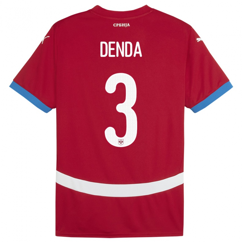Donna Maglia Serbia Milica Denda #3 Rosso Kit Gara Home 24-26 Maglietta