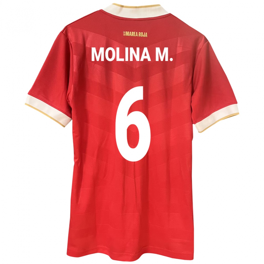 Donna Maglia Panamá Mariana Molina #6 Rosso Kit Gara Home 24-26 Maglietta