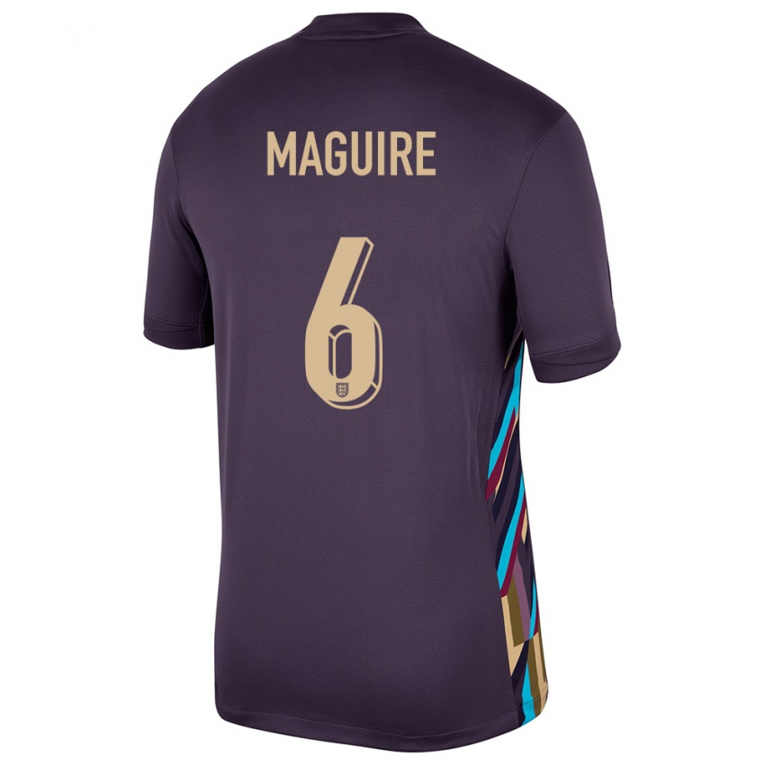 Donna Maglia Inghilterra Harry Maguire #6 Uvetta Scura Kit Gara Away 24-26 Maglietta