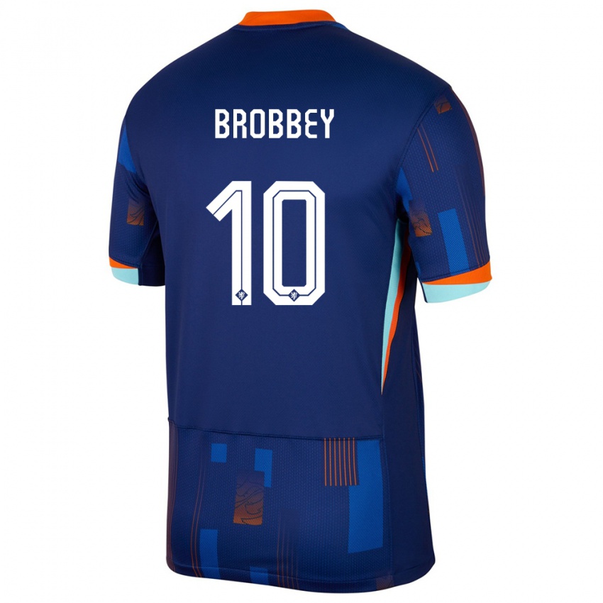 Donna Maglia Paesi Bassi Brian Brobbey #10 Blu Kit Gara Away 24-26 Maglietta