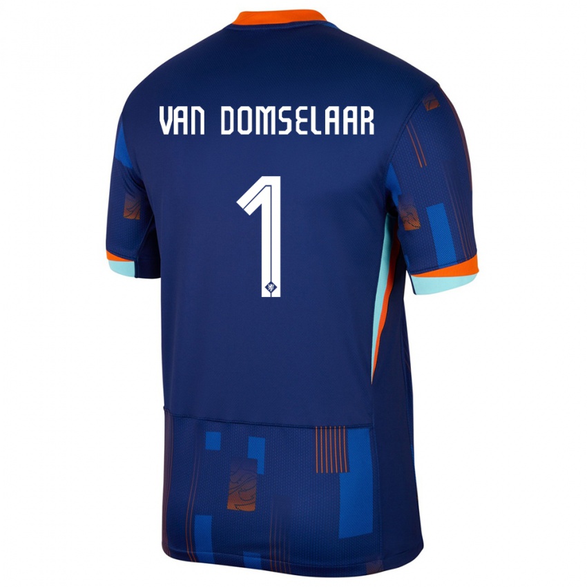 Donna Maglia Paesi Bassi Daphne Van Domselaar #1 Blu Kit Gara Away 24-26 Maglietta