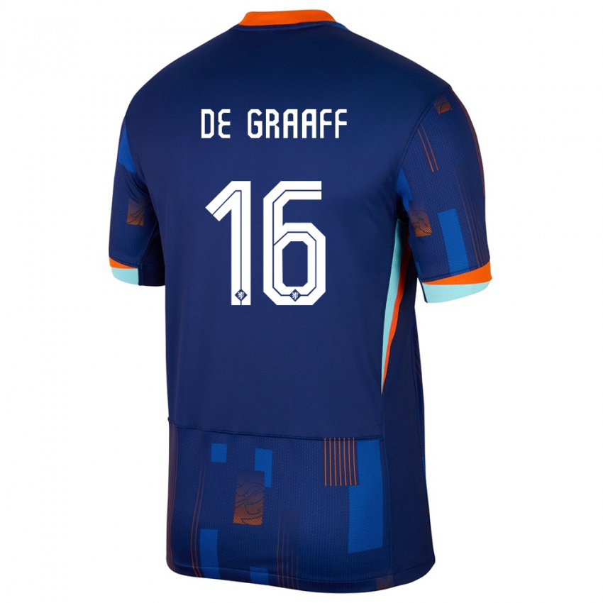 Donna Maglia Paesi Bassi Tom De Graaff #16 Blu Kit Gara Away 24-26 Maglietta