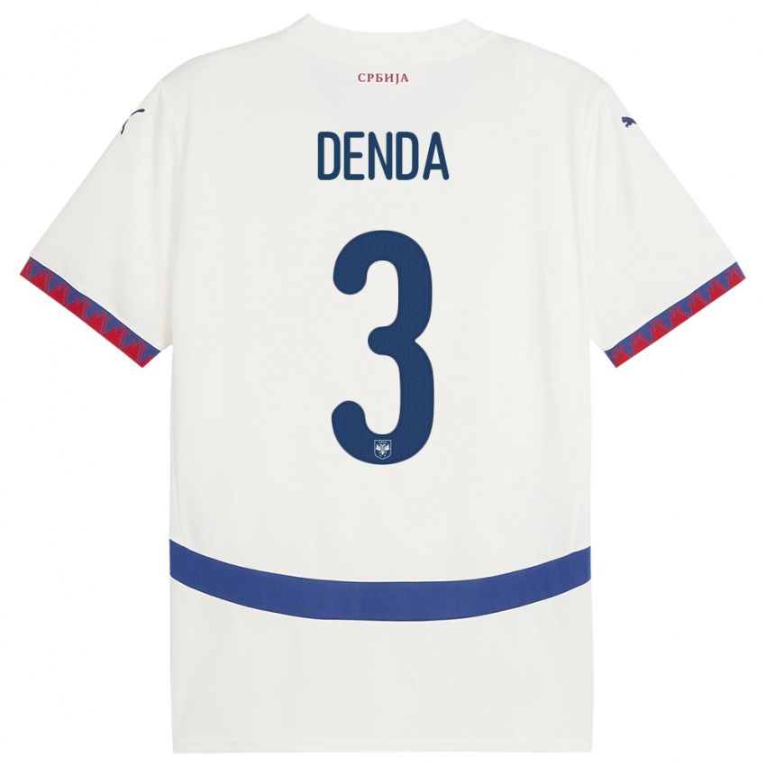 Donna Maglia Serbia Milica Denda #3 Bianco Kit Gara Away 24-26 Maglietta