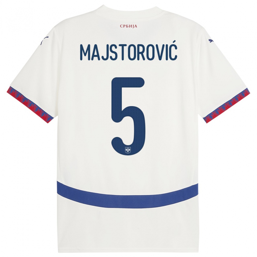 Donna Maglia Serbia Milan Majstorovic #5 Bianco Kit Gara Away 24-26 Maglietta
