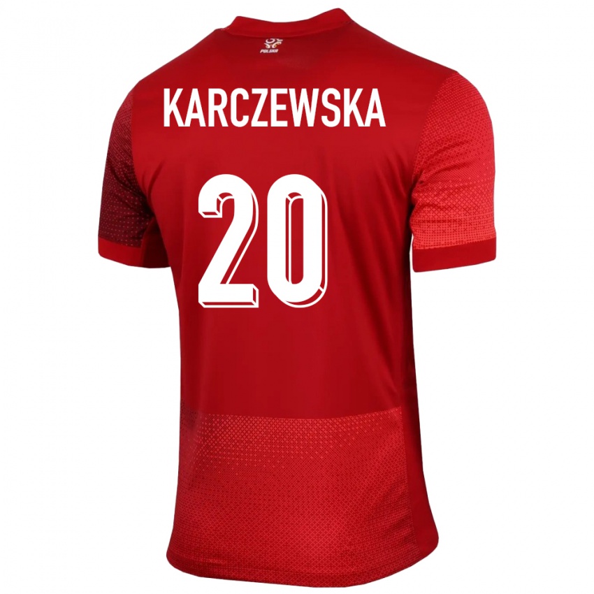 Donna Maglia Polonia Nikola Karczewska #20 Rosso Kit Gara Away 24-26 Maglietta