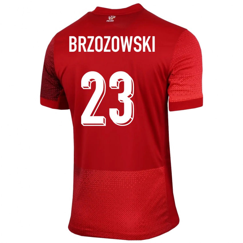 Donna Maglia Polonia Milosz Brzozowski #23 Rosso Kit Gara Away 24-26 Maglietta