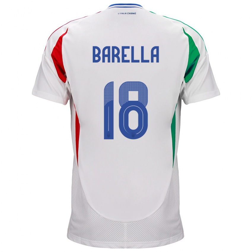 Donna Maglia Italia Nicolò Barella #18 Bianco Kit Gara Away 24-26 Maglietta