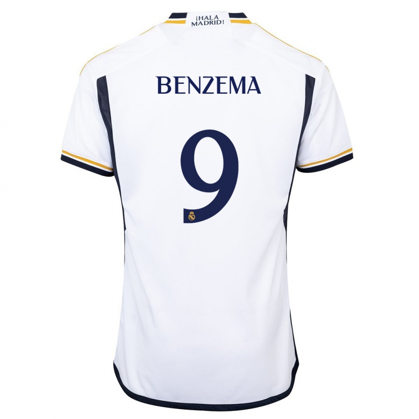 Bambino Maglia Karim Benzema #9 Bianco Kit Gara Home 2023/24 Maglietta