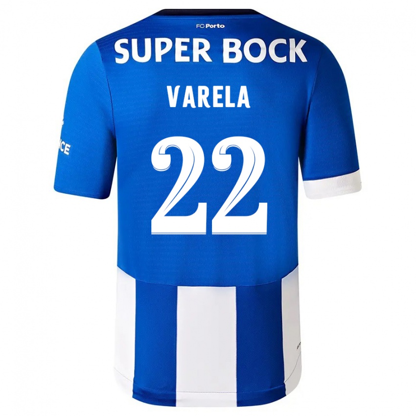 Bambino Maglia Alan Varela #22 Blu Bianco Kit Gara Home 2023/24 Maglietta