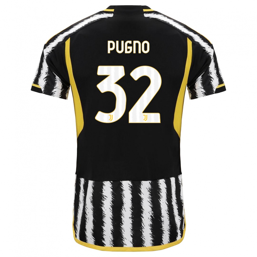 Bambino Maglia Diego Pugno #32 Nero Bianco Kit Gara Home 2023/24 Maglietta