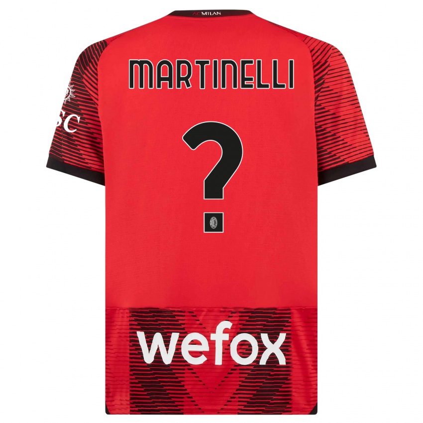 Bambino Maglia Riccardo Martinelli #0 Rosso Nero Kit Gara Home 2023/24 Maglietta