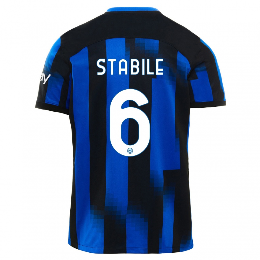 Bambino Maglia Giacomo Stabile #6 Nero Blu Kit Gara Home 2023/24 Maglietta