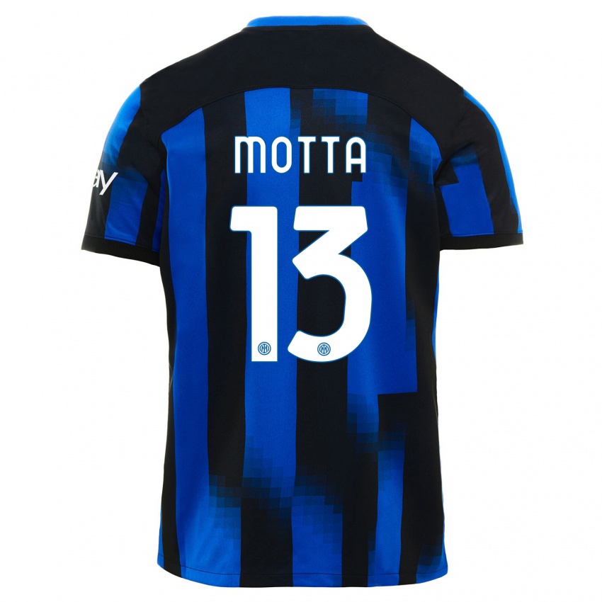 Bambino Maglia Matteo Motta #13 Nero Blu Kit Gara Home 2023/24 Maglietta