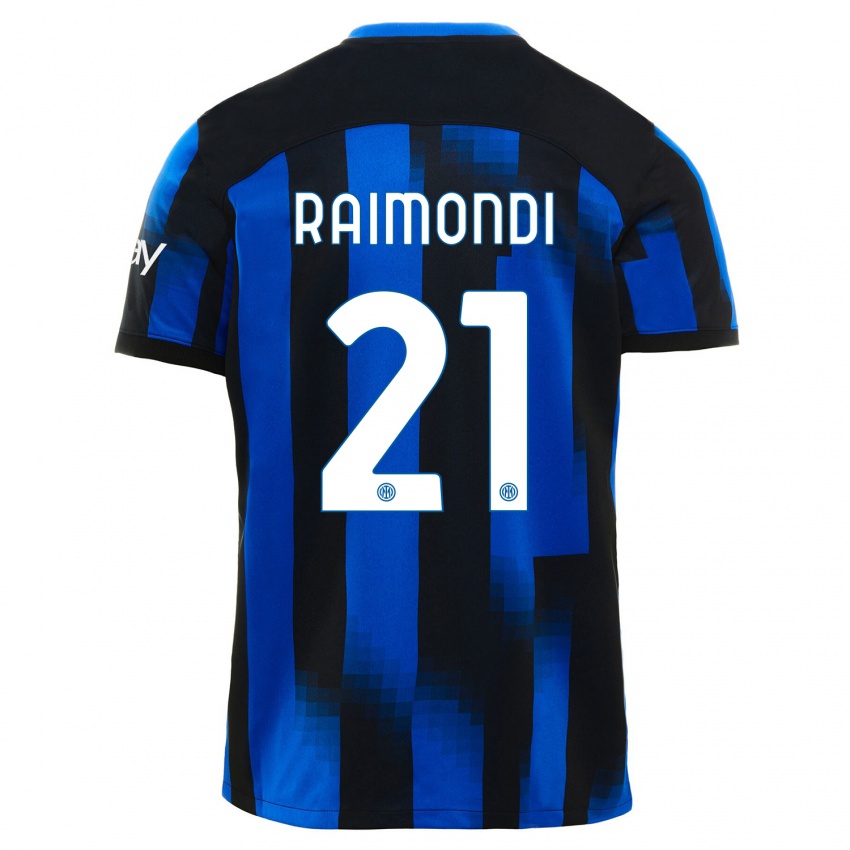 Bambino Maglia Paolo Raimondi #21 Nero Blu Kit Gara Home 2023/24 Maglietta