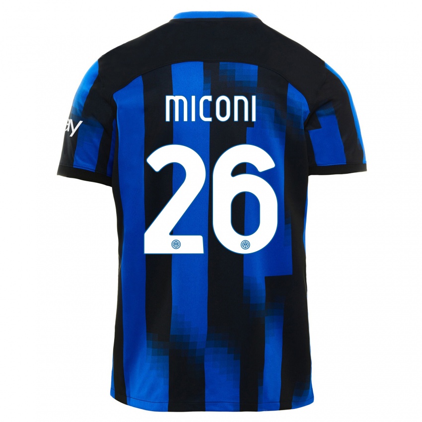Bambino Maglia Riccardo Miconi #26 Nero Blu Kit Gara Home 2023/24 Maglietta