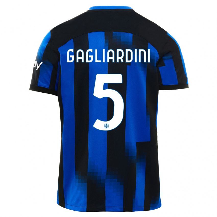 Bambino Maglia Roberto Gagliardini #5 Nero Blu Kit Gara Home 2023/24 Maglietta