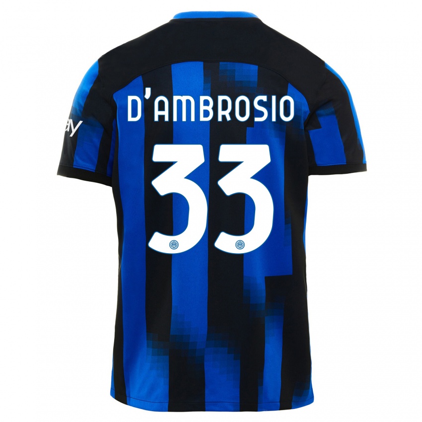Bambino Maglia Danilo D'ambrosio #33 Nero Blu Kit Gara Home 2023/24 Maglietta
