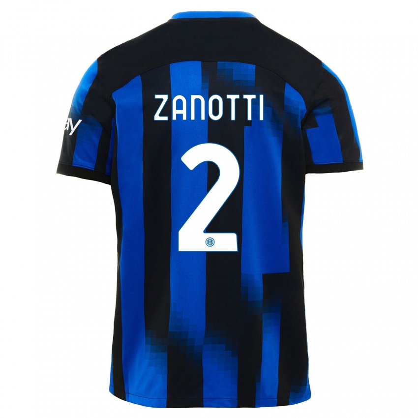 Bambino Maglia Mattia Zanotti #2 Nero Blu Kit Gara Home 2023/24 Maglietta